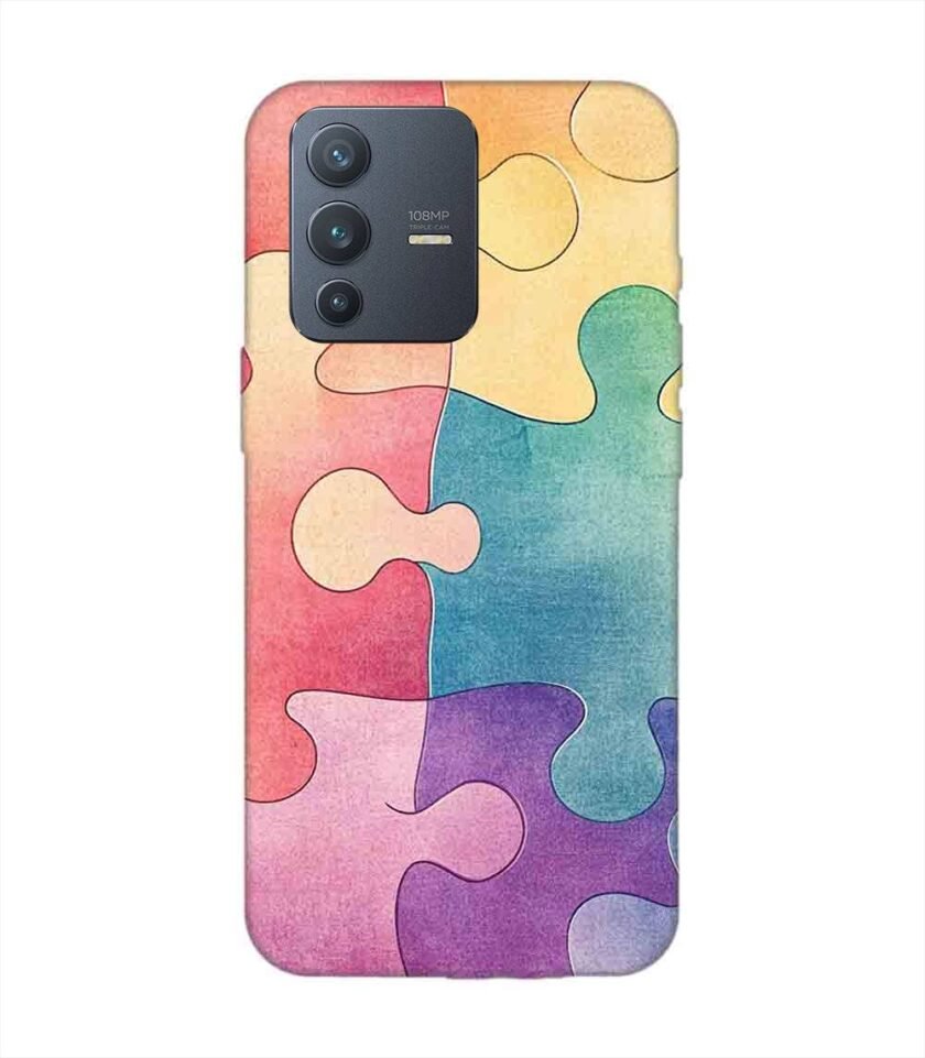 Printed Back Cover for Vivo V23 Pro (5G) Close Up Colorful Puzzle Piece