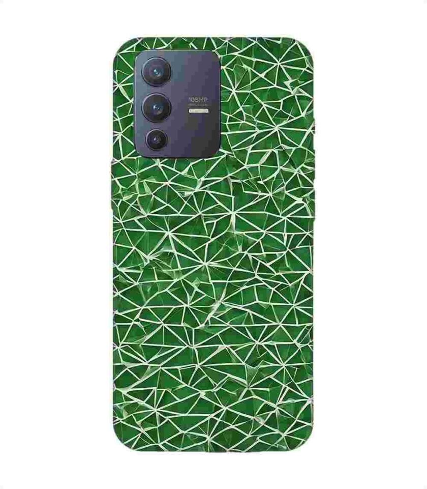 Printed Back Cover for Vivo V23 Pro (5G) Close Up Green White Geometric Pattern