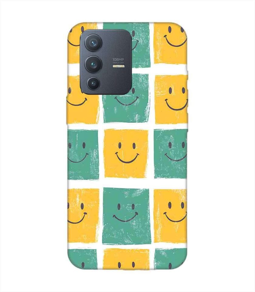 Printed Back Cover for Vivo V23 Pro (5G) Close Up Pattern Smiley Faces