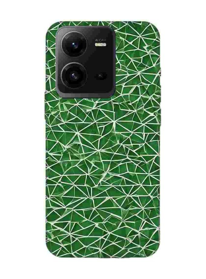 Printed Back Cover for Vivo V25 (5G) Close Up Green White Geometric Pattern