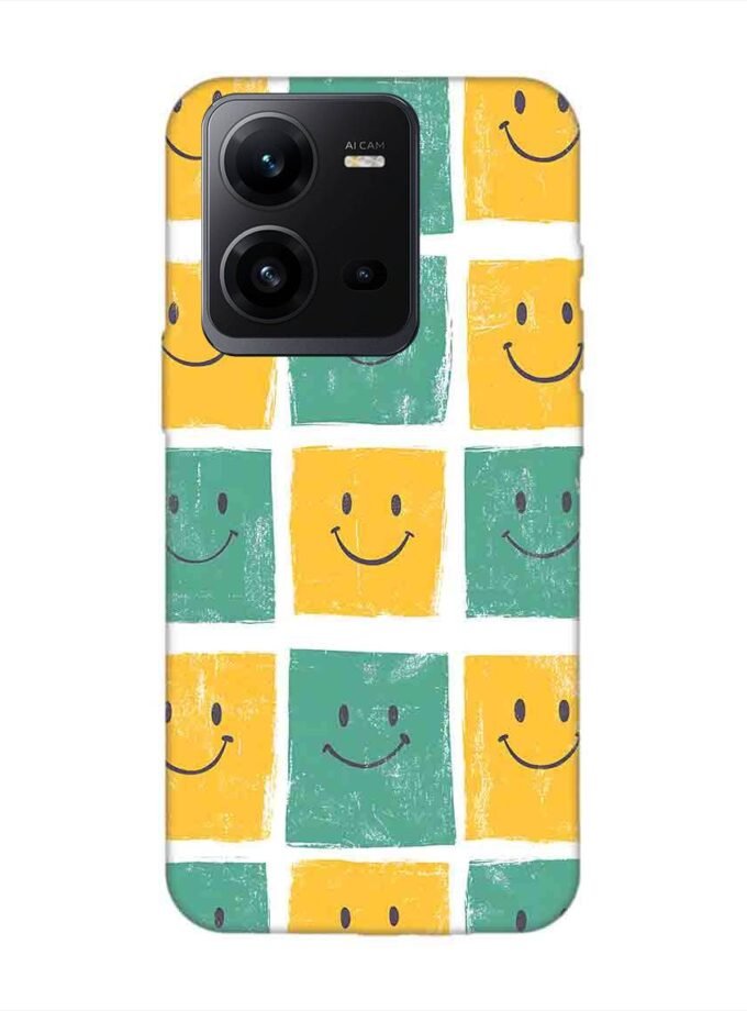 Printed Back Cover for Vivo V25 (5G) Close Up Pattern Smiley Faces