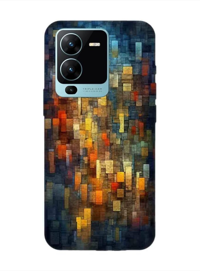 Printed Back Cover for Vivo V25 Pro (5G) Close Up Colorful Mosaic Squares Shapes