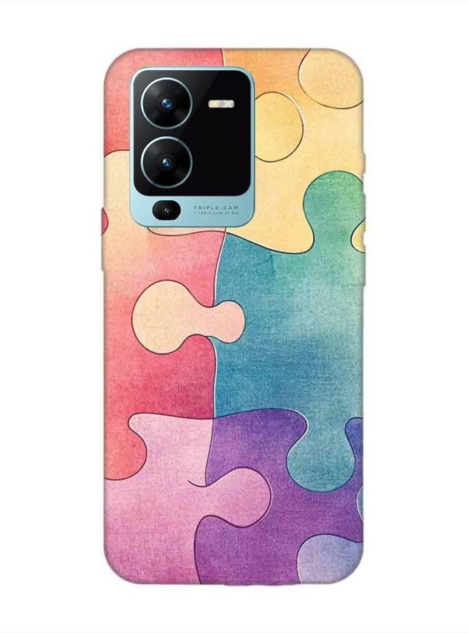 Printed Back Cover for Vivo V25 Pro (5G) Close Up Colorful Puzzle Piece
