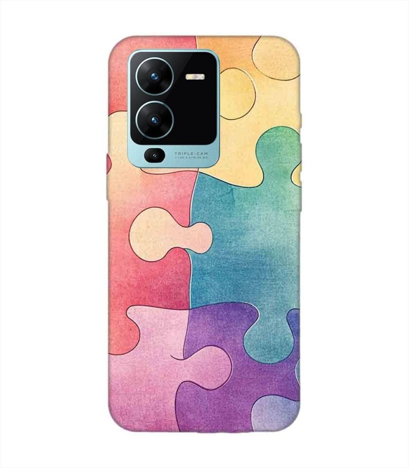Printed Back Cover for Vivo V25 Pro (5G) Close Up Colorful Puzzle Piece
