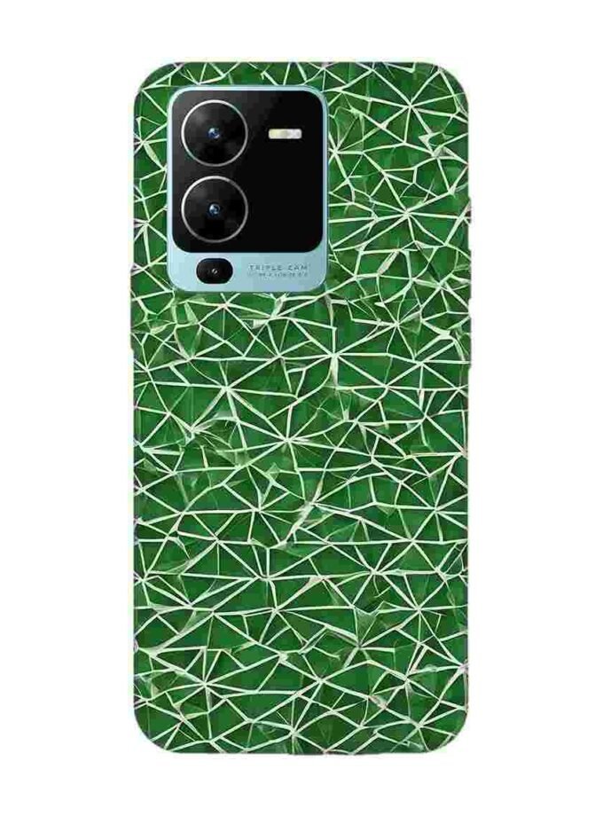 Printed Back Cover for Vivo V25 Pro (5G) Close Up Green White Geometric Pattern