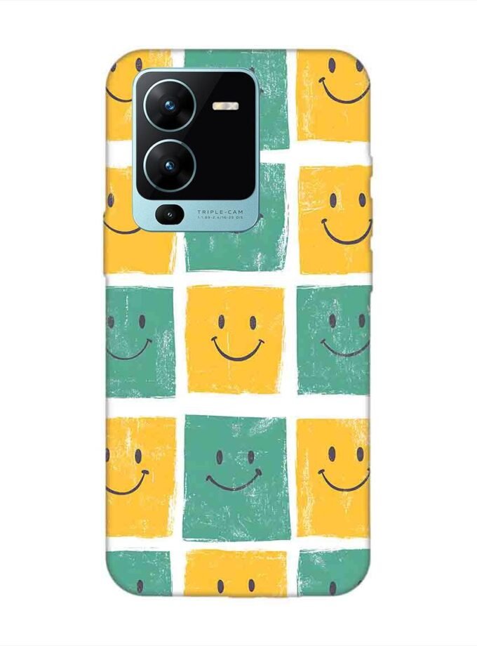 Printed Back Cover for Vivo V25 Pro (5G) Close Up Pattern Smiley Faces