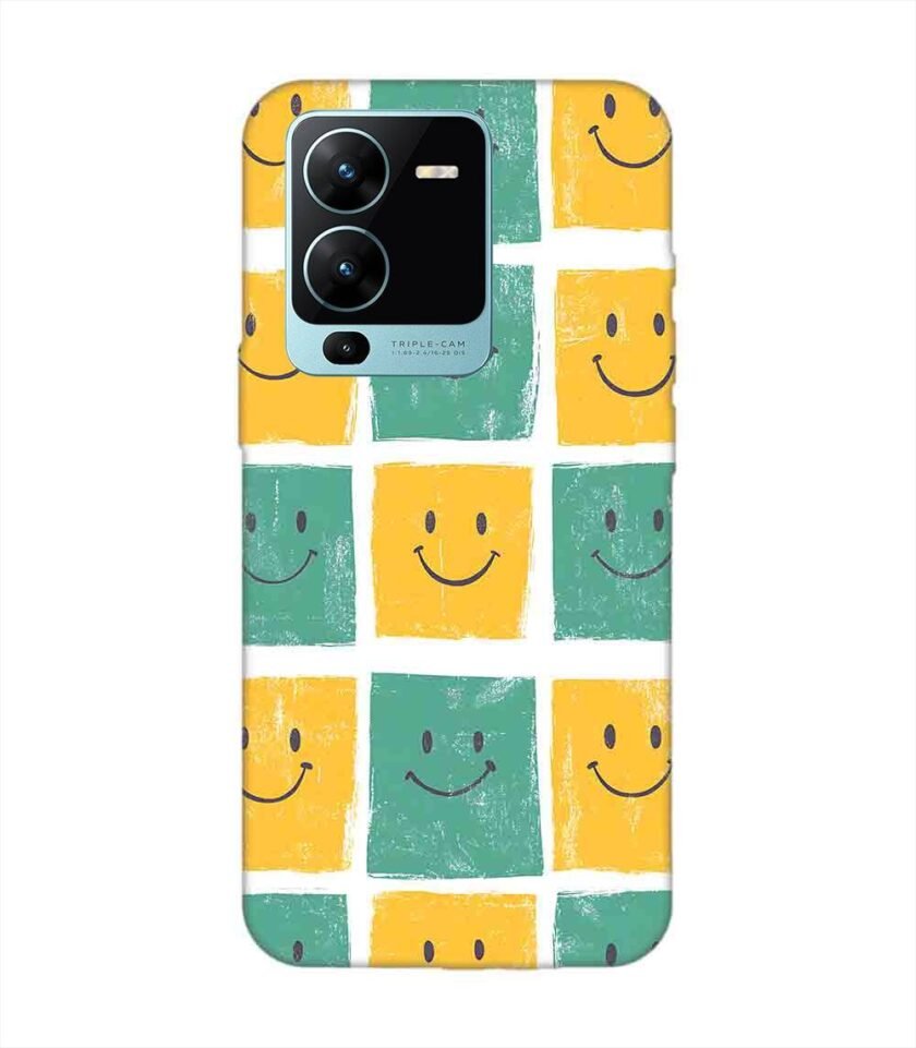 Printed Back Cover for Vivo V25 Pro (5G) Close Up Pattern Smiley Faces