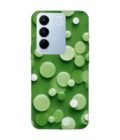 Printed Back Cover for Vivo V27 (5G) Close Up Green Background With White Polka Dots
