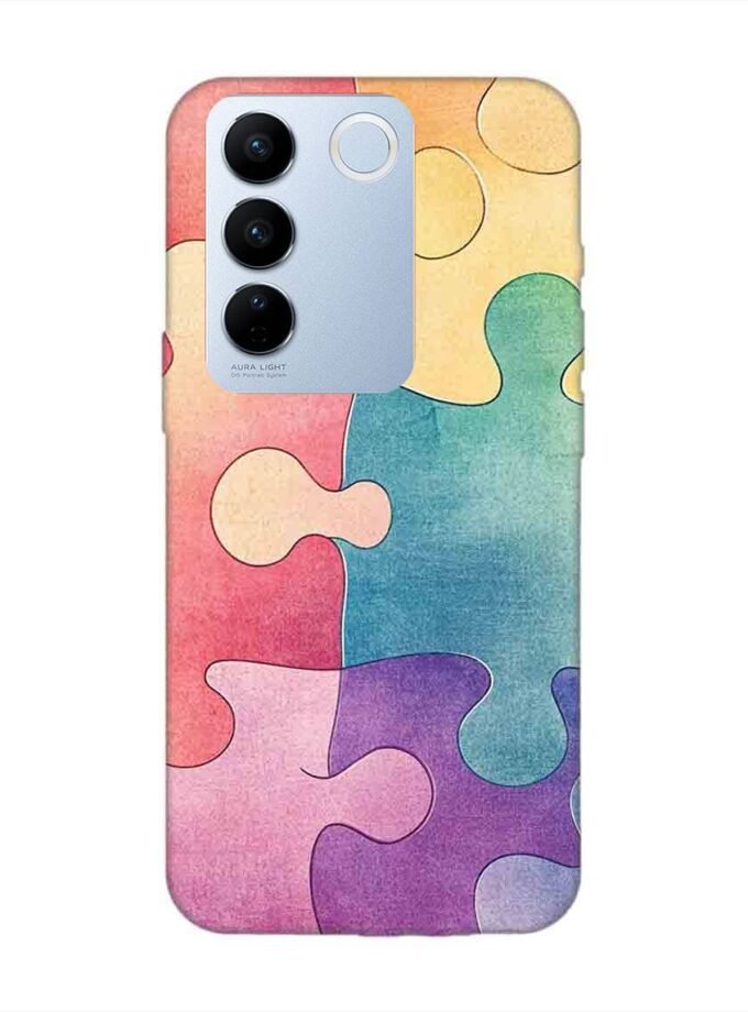 Printed Back Cover for Vivo V27 Pro (5G) Close Up Colorful Puzzle Piece