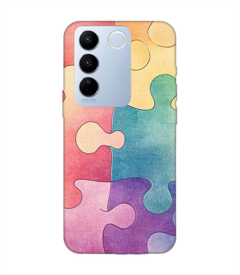 Printed Back Cover for Vivo V27 Pro (5G) Close Up Colorful Puzzle Piece