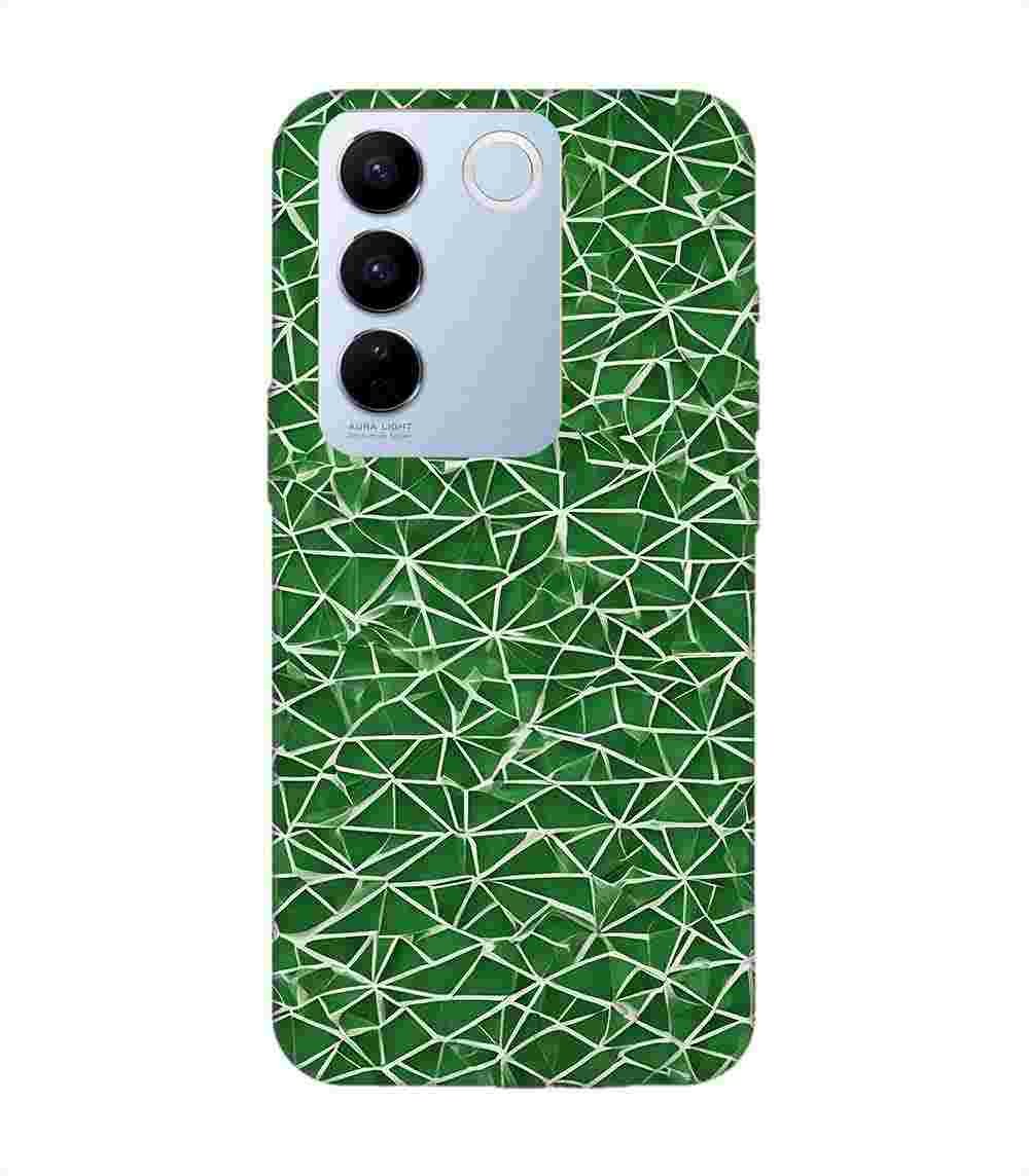 Printed Back Cover for Vivo V27 Pro (5G) Close Up Green White Geometric Pattern