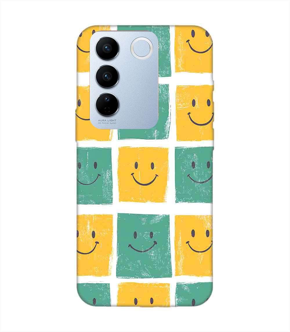 Printed Back Cover for Vivo V27 Pro (5G) Close Up Pattern Smiley Faces