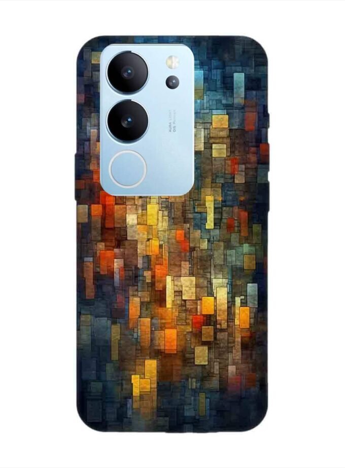 Printed Back Cover for Vivo V29 (5G) Close Up Colorful Mosaic Squares Shapes
