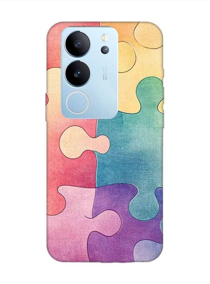 Printed Back Cover for Vivo V29 (5G) Close Up Colorful Puzzle Piece