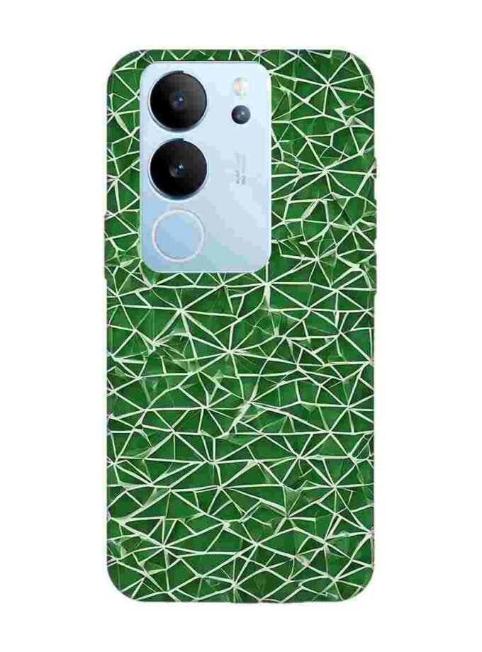 Printed Back Cover for Vivo V29 (5G) Close Up Green White Geometric Pattern