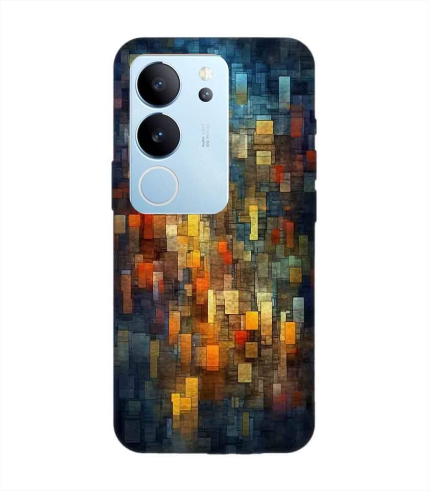Printed Back Cover for Vivo V29 Pro (5G) Close Up Colorful Mosaic Squares Shapes