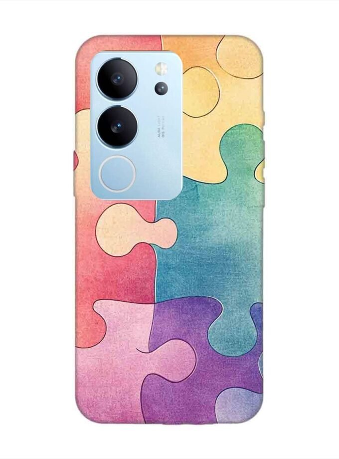 Printed Back Cover for Vivo V29 Pro (5G) Close Up Colorful Puzzle Piece