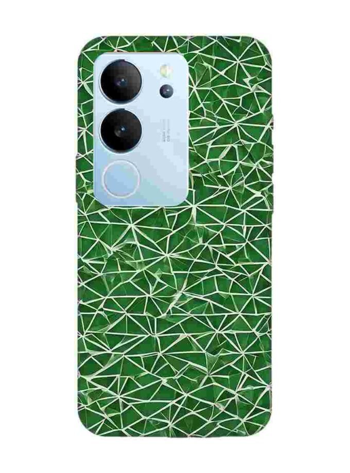 Printed Back Cover for Vivo V29 Pro (5G) Close Up Green White Geometric Pattern
