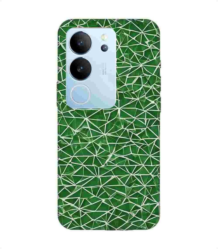 Printed Back Cover for Vivo V29 Pro (5G) Close Up Green White Geometric Pattern