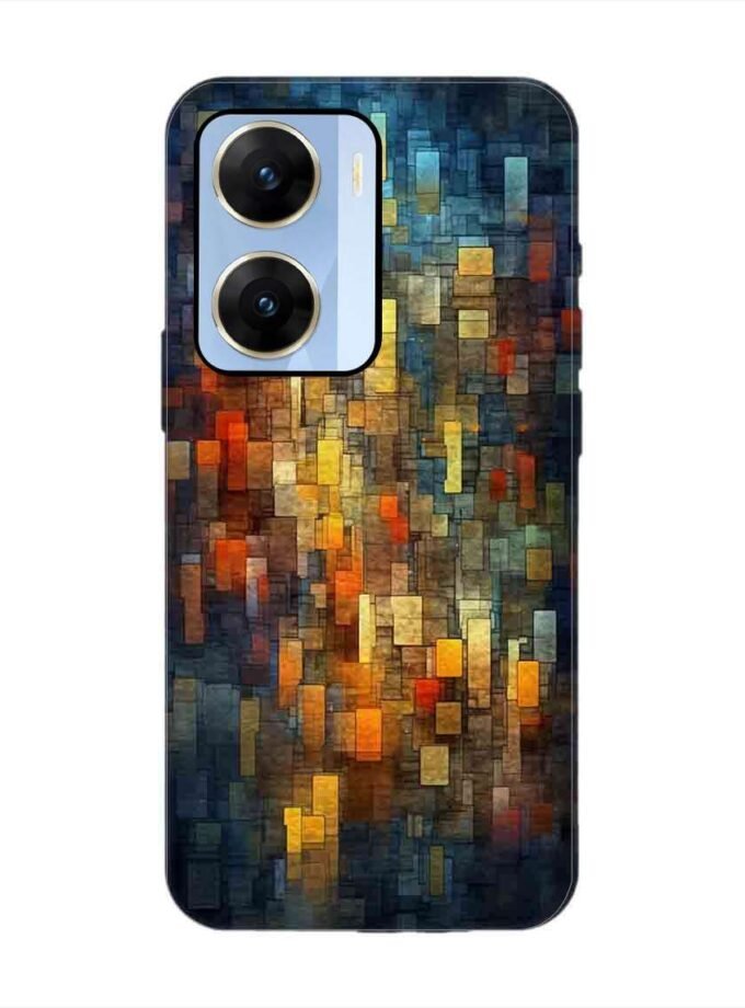 Printed Back Cover for Vivo V29E (5G) Close Up Colorful Mosaic Squares Shapes
