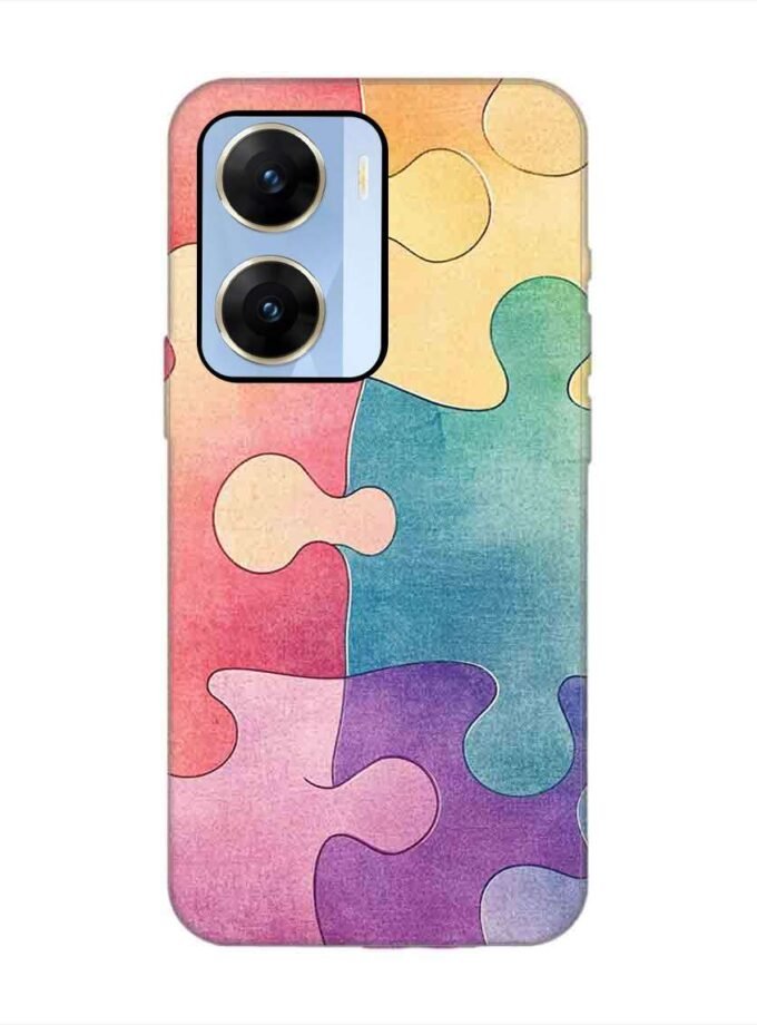 Printed Back Cover for Vivo V29E (5G) Close Up Colorful Puzzle Piece