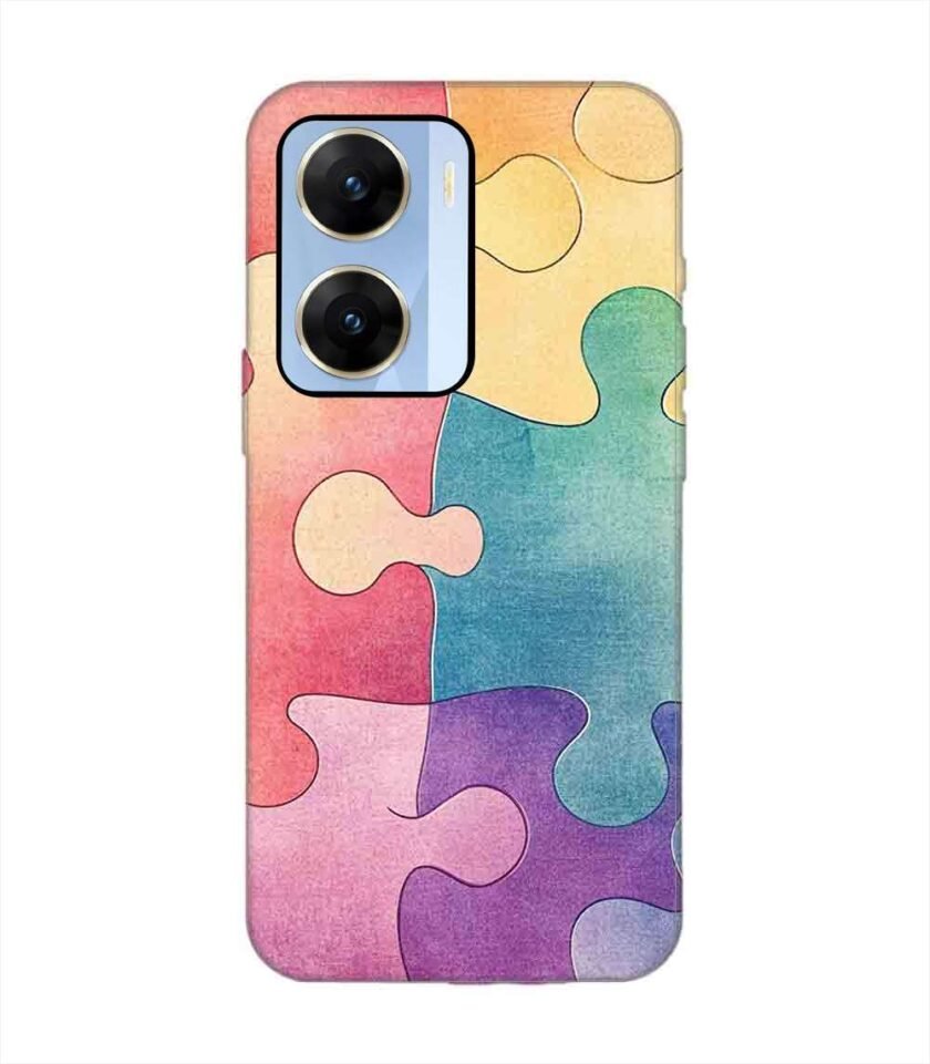 Printed Back Cover for Vivo V29E (5G) Close Up Colorful Puzzle Piece