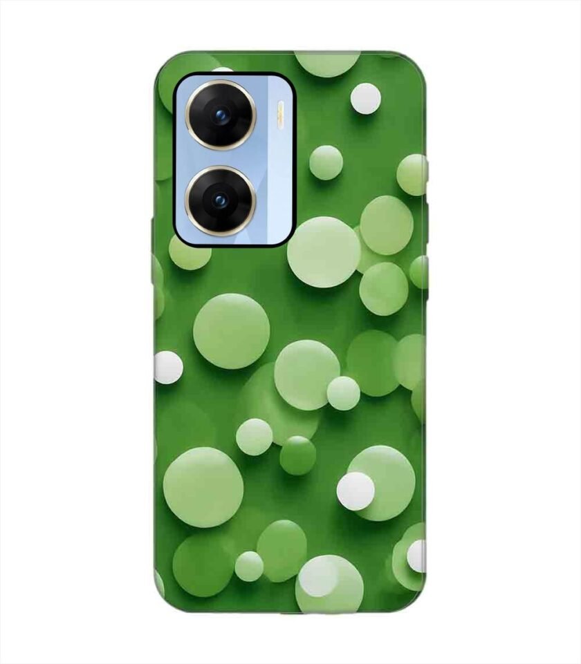 Printed Back Cover for Vivo V29E (5G) Close Up Green Background With White Polka Dots
