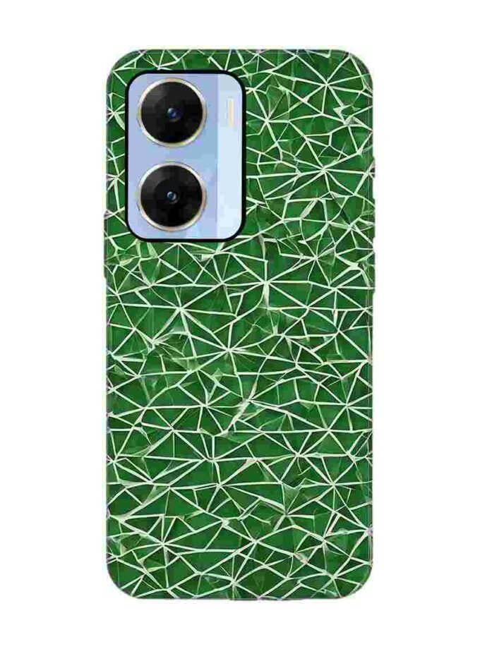 Printed Back Cover for Vivo V29E (5G) Close Up Green White Geometric Pattern