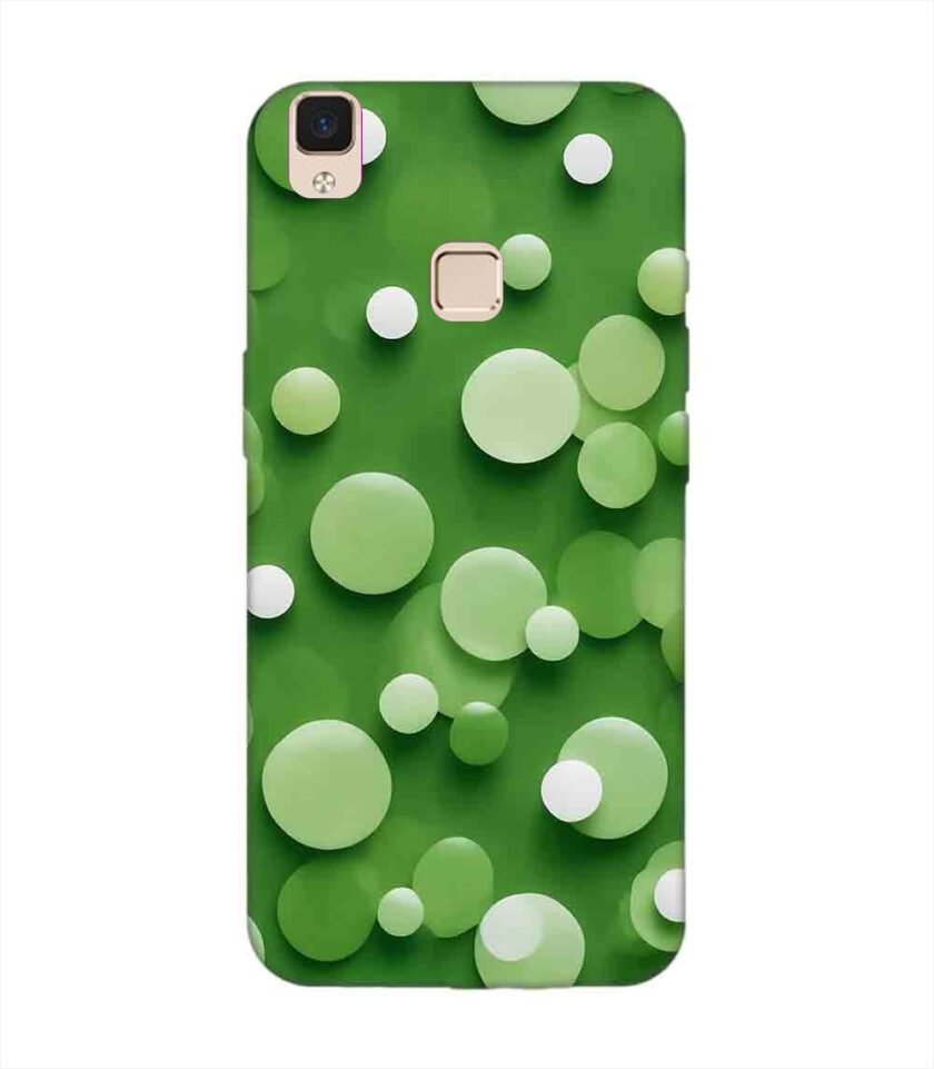 Printed Back Cover for Vivo V3 Max Close Up Green Background With White Polka Dots