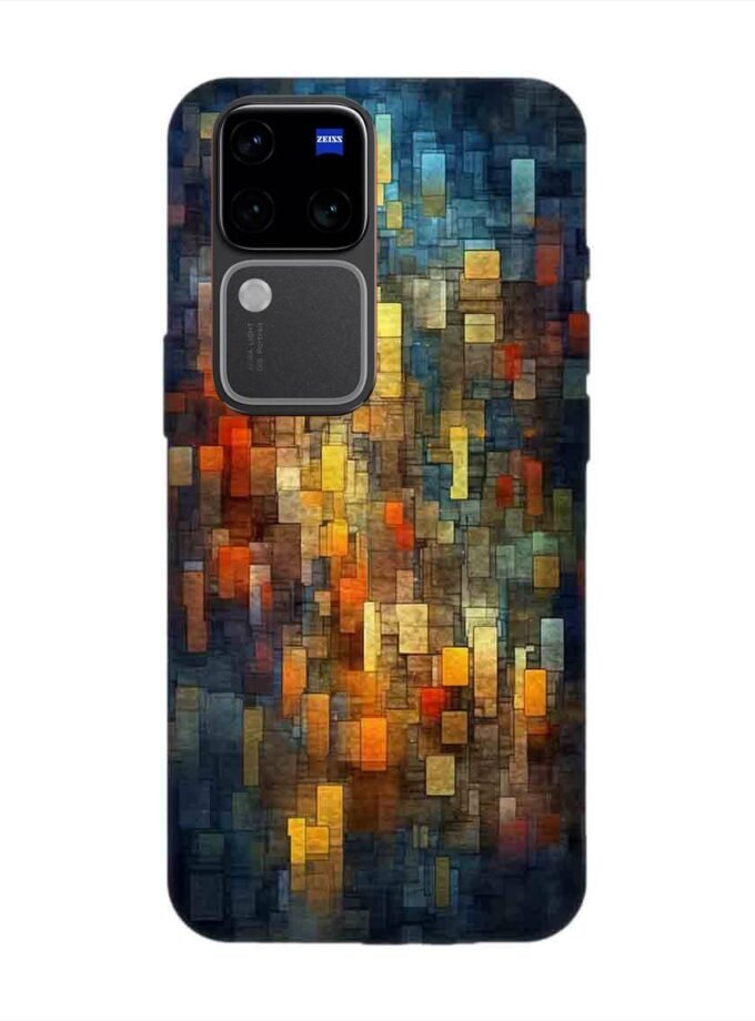 Printed Back Cover for Vivo V30 Pro (5G) Close Up Colorful Mosaic Squares Shapes