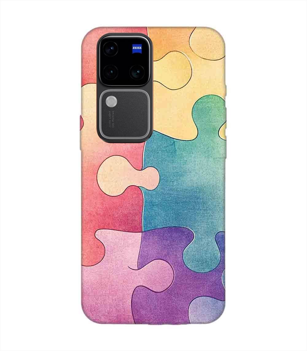 Printed Back Cover for Vivo V30 Pro (5G) Close Up Colorful Puzzle Piece