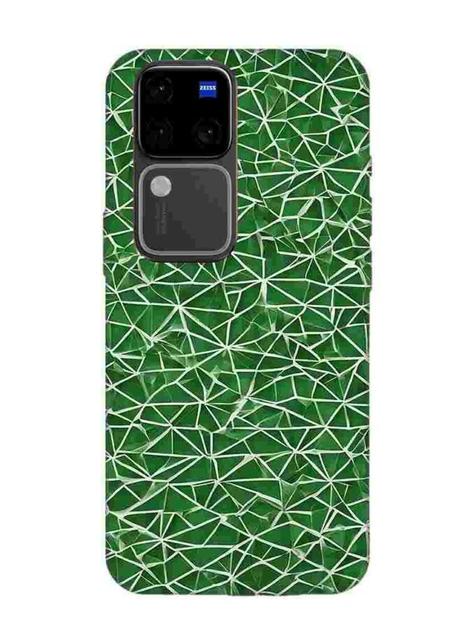 Printed Back Cover for Vivo V30 Pro (5G) Close Up Green White Geometric Pattern