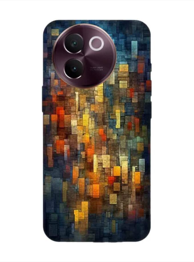 Printed Back Cover for Vivo V30E (5G) Close Up Colorful Mosaic Squares Shapes