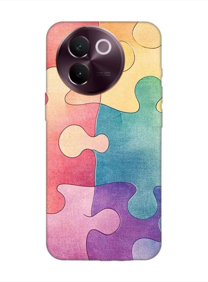 Printed Back Cover for Vivo V30E (5G) Close Up Colorful Puzzle Piece
