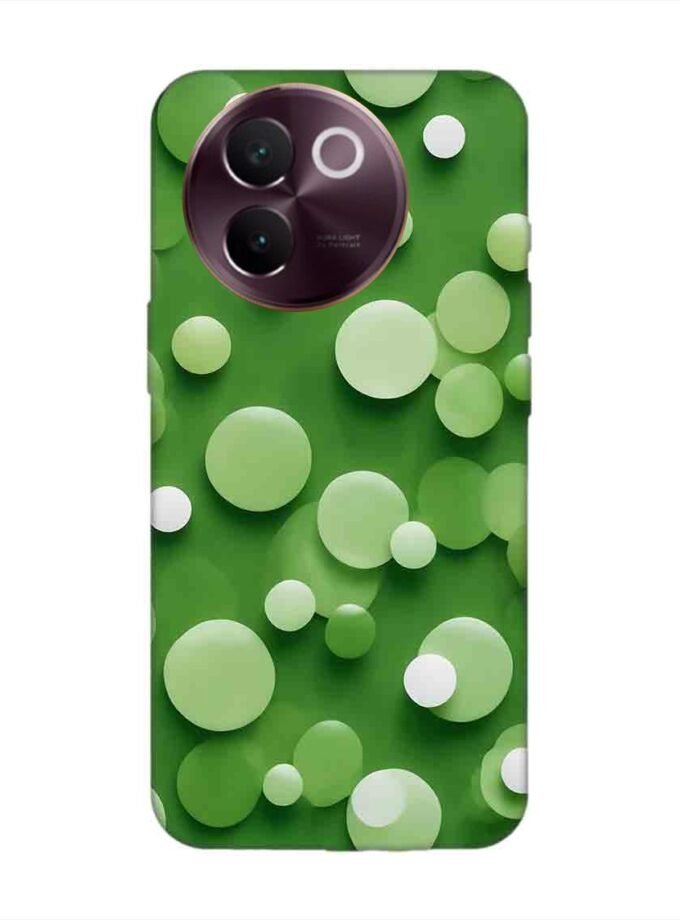 Printed Back Cover for Vivo V30E (5G) Close Up Green Background With White Polka Dots