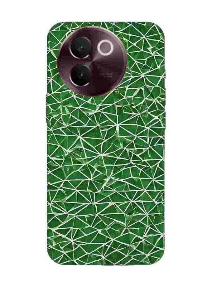 Printed Back Cover for Vivo V30E (5G) Close Up Green White Geometric Pattern