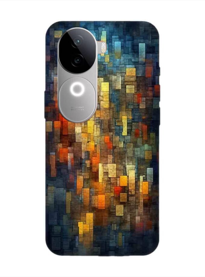 Printed Back Cover for Vivo V40E (5G) Close Up Colorful Mosaic Squares Shapes