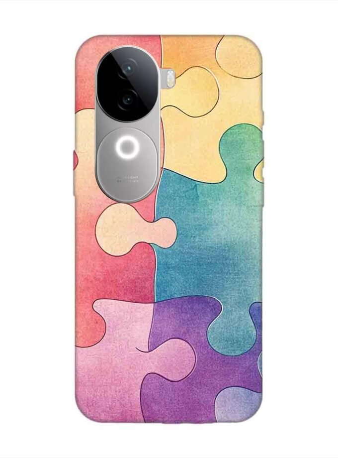 Printed Back Cover for Vivo V40E (5G) Close Up Colorful Puzzle Piece