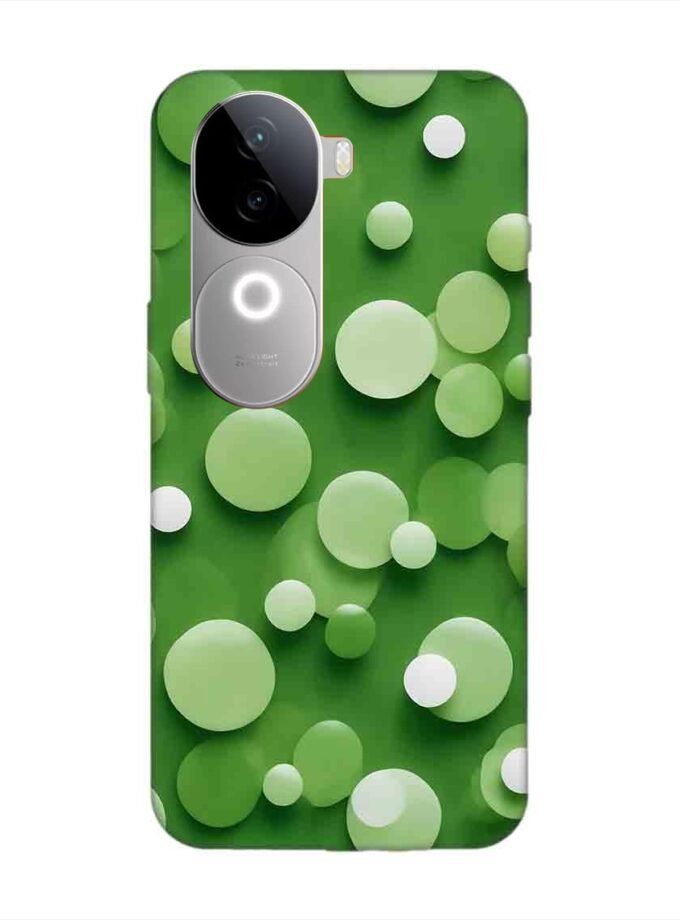 Printed Back Cover for Vivo V40E (5G) Close Up Green Background With White Polka Dots