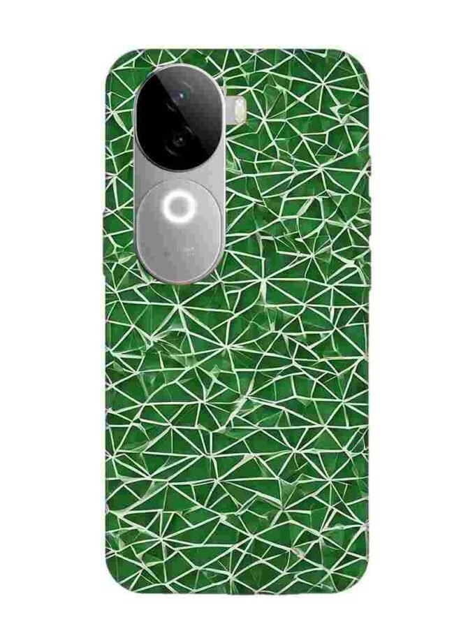 Printed Back Cover for Vivo V40E (5G) Close Up Green White Geometric Pattern
