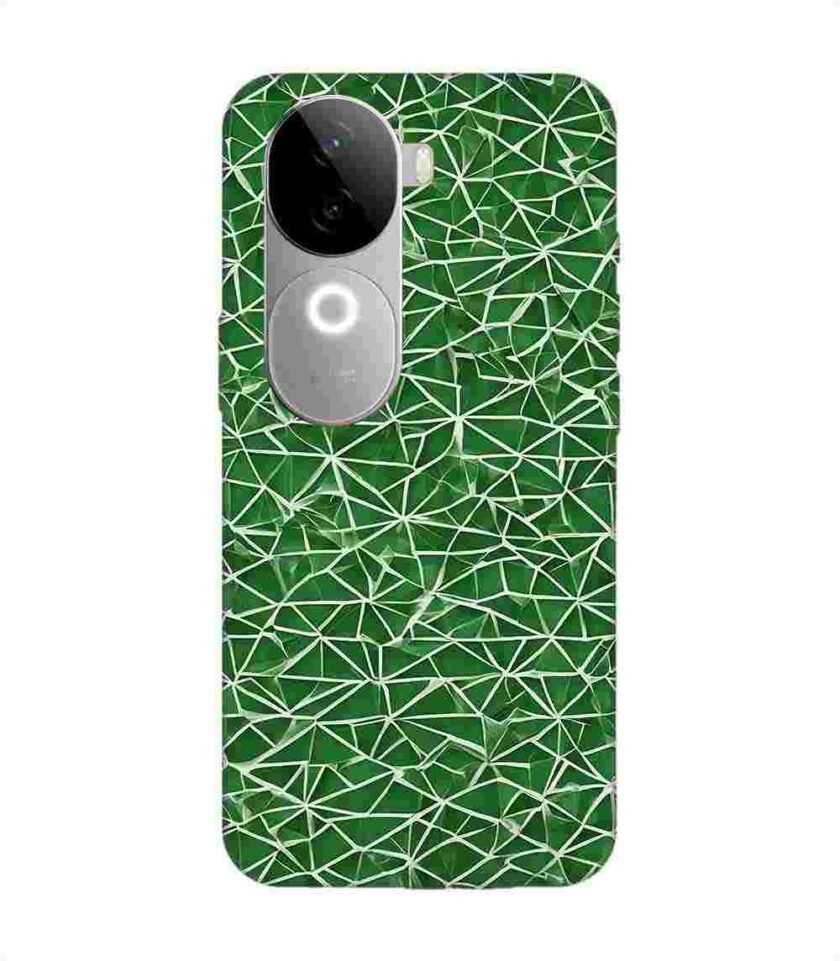 Printed Back Cover for Vivo V40E (5G) Close Up Green White Geometric Pattern