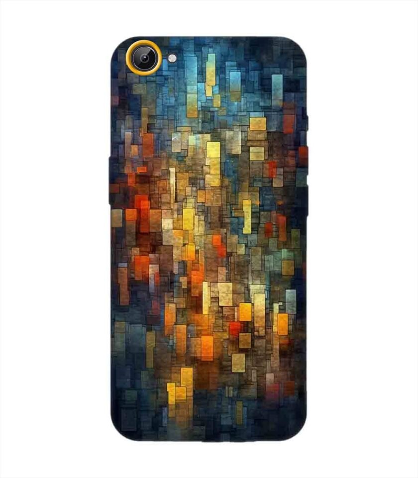 Printed Back Cover for Vivo V5 Lite Close Up Colorful Mosaic Squares Shapes
