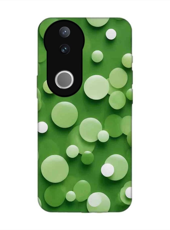 Printed Back Cover for Vivo V50 (5G) Close Up Green Background With White Polka Dots