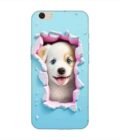 Printed Back Cover for Vivo V5S Close Up Dog Looking Out Hole Wall