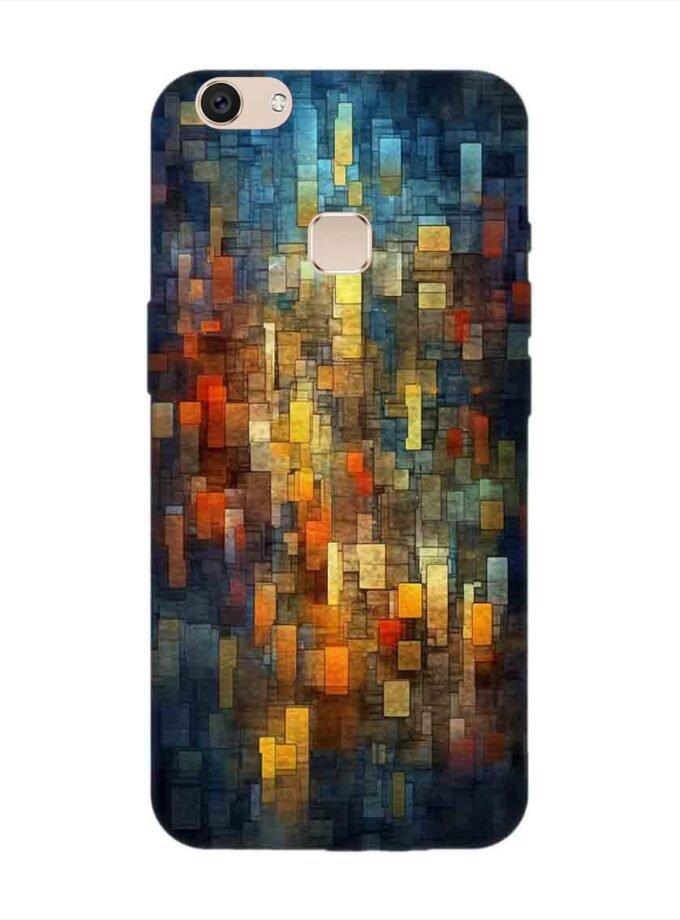 Printed Back Cover for Vivo V7 Close Up Colorful Mosaic Squares Shapes