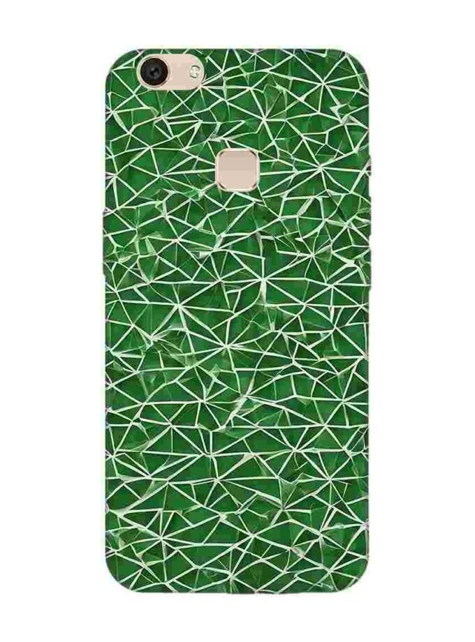 Printed Back Cover for Vivo V7 Close Up Green White Geometric Pattern