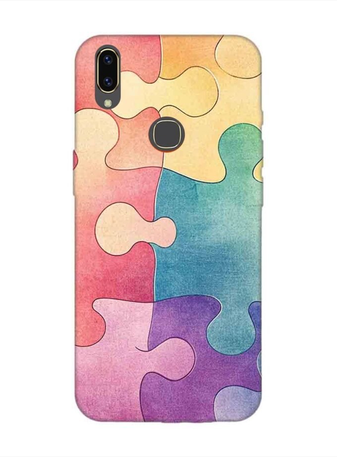 Printed Back Cover for Vivo V9 Youth Close Up Colorful Puzzle Piece