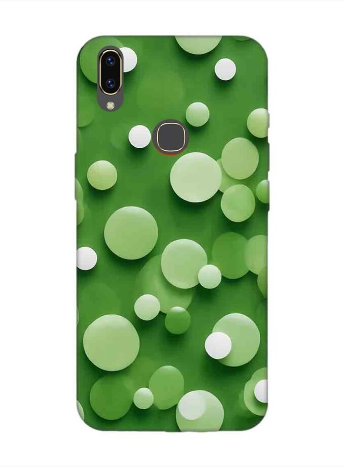 Printed Back Cover for Vivo V9 Youth Close Up Green Background With White Polka Dots