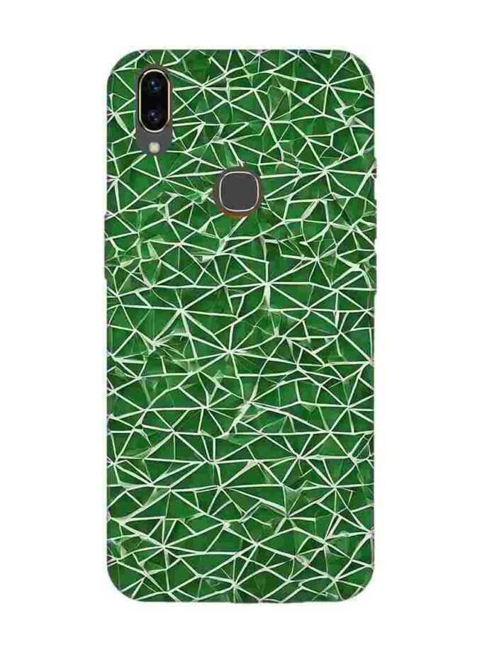 Printed Back Cover for Vivo V9 Youth Close Up Green White Geometric Pattern