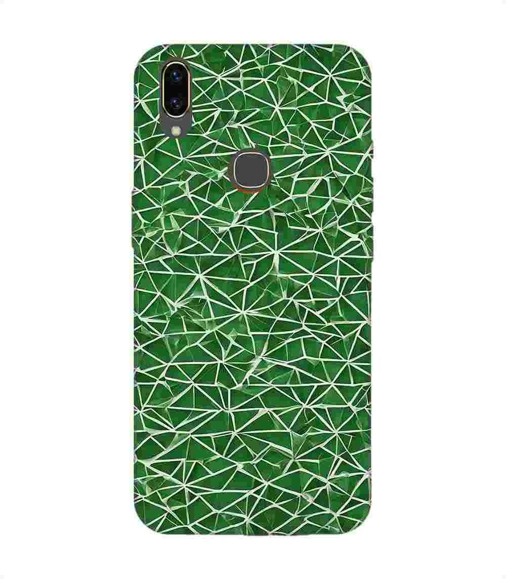 Printed Back Cover for Vivo V9 Youth Close Up Green White Geometric Pattern